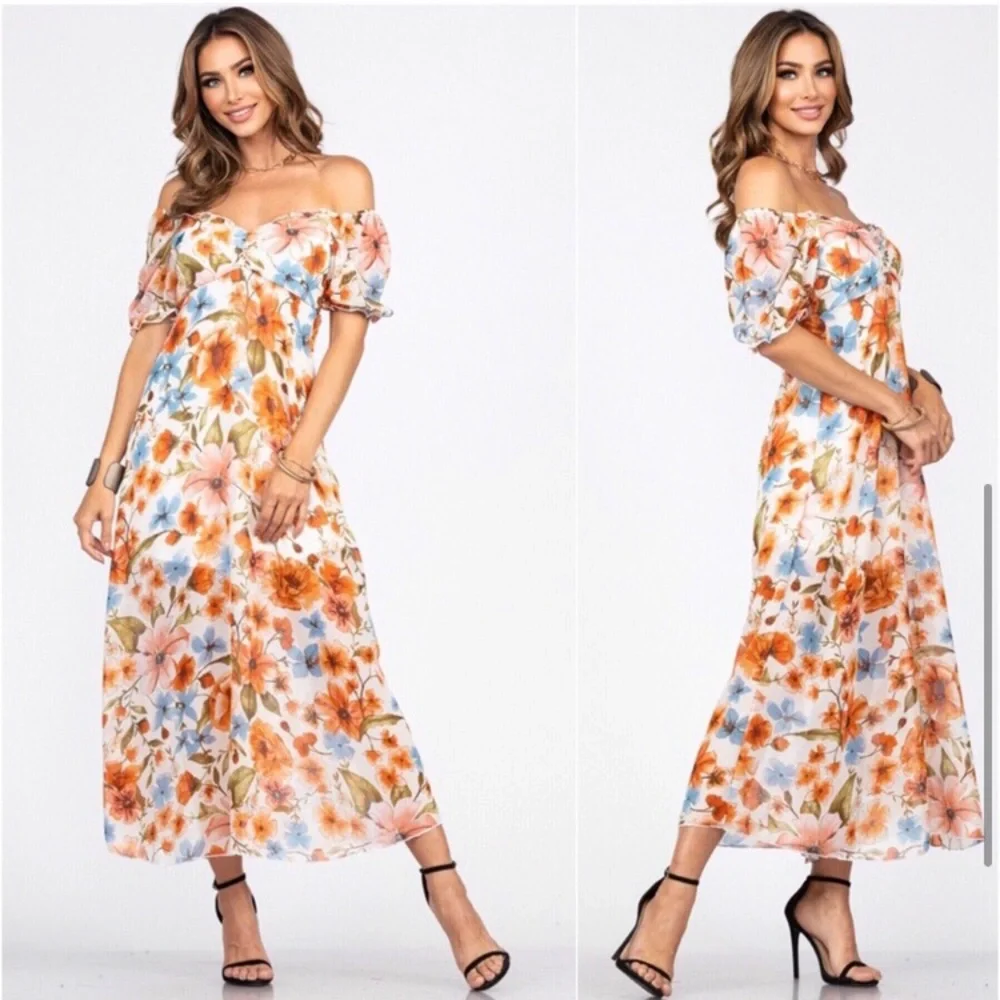 Beautiful empire waist spring summer floral maxi dress - Picture 4 of 5